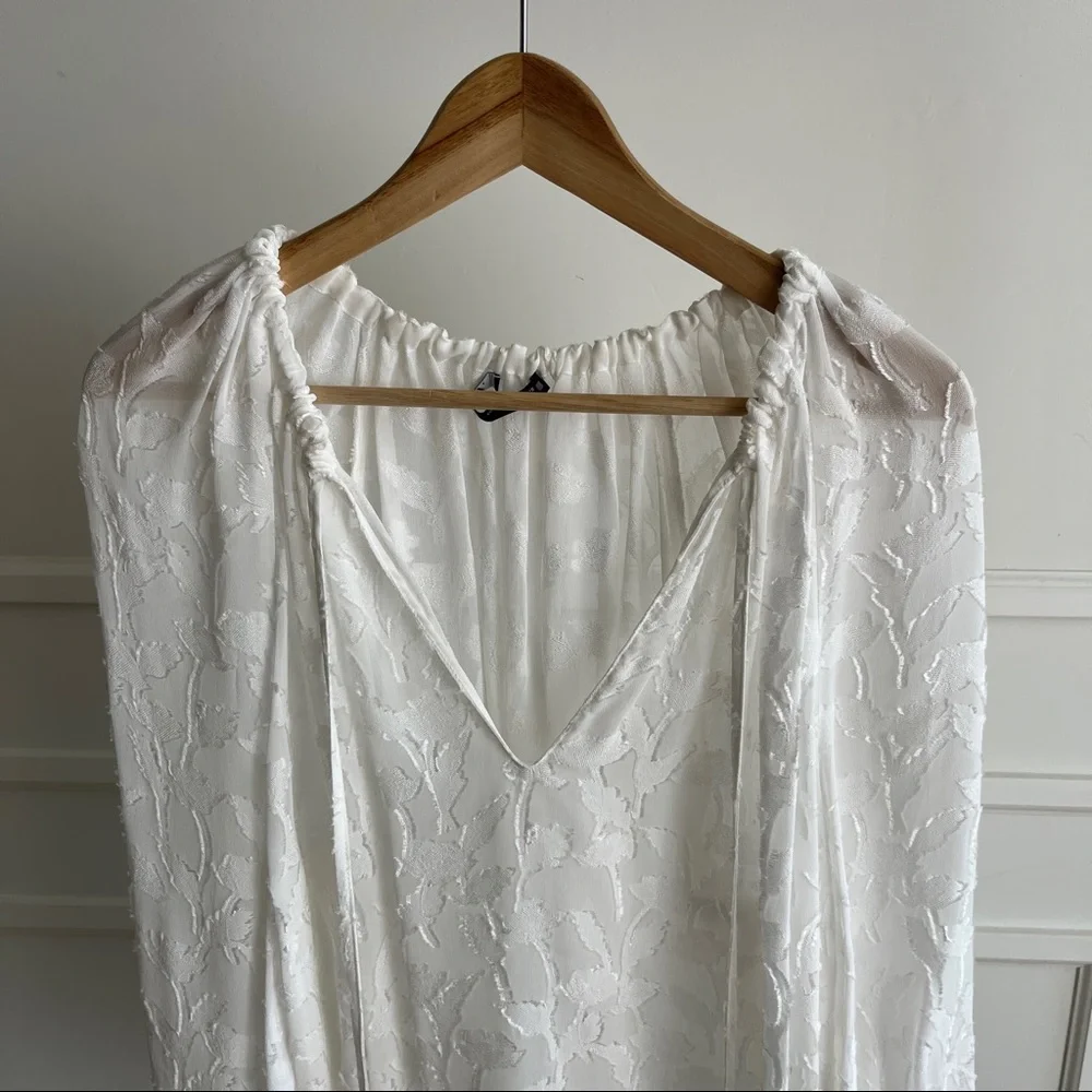 Sheer Blouse with Floral Applique - Picture 14 of 16
